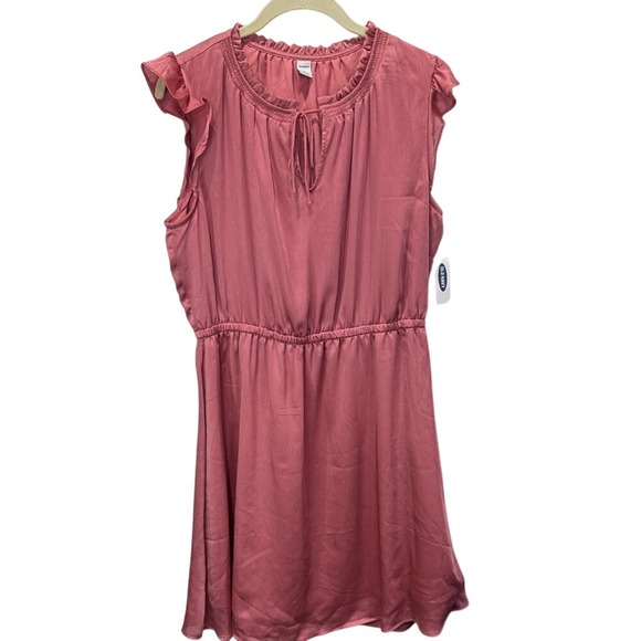 Old Navy Dresses & Skirts - Old Navy Womens Pink Sleeveless Ruffle Neck Tie Waist Casual Dress - L